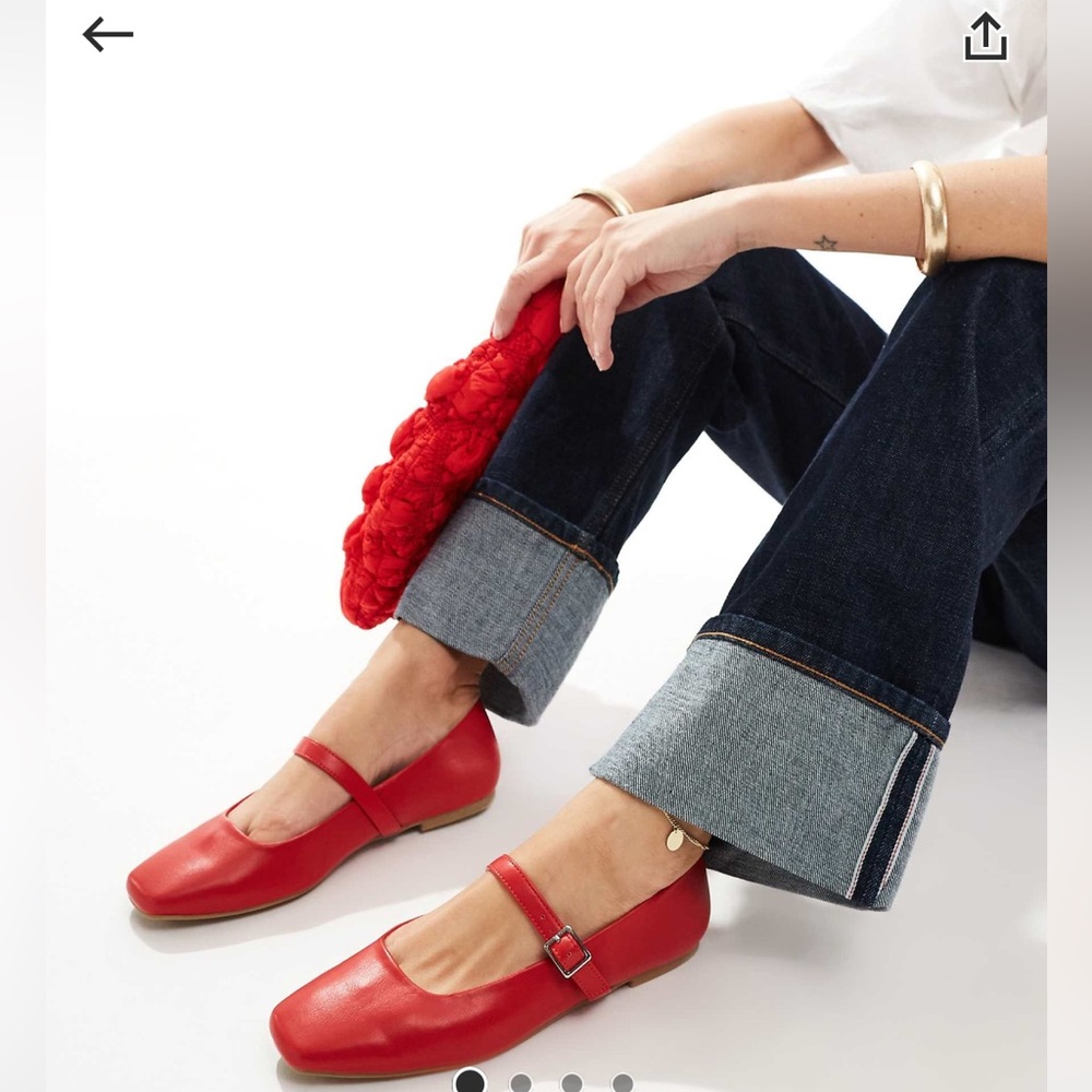 BRAND NEW NEVER WORN ASOS DESIGN Lottie Mary Jane Ballet Flats in Red SIZE US7